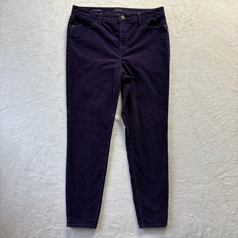 Talbots Pants‎ Women Sz 10 Purple Corduroy Jegging Stretch Slim Fit Casual